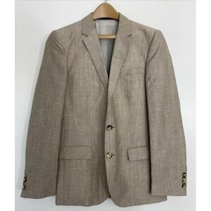 Hugo Boss Linen Blazer Seersucker Beige Brown Sports Coat Italy 36R